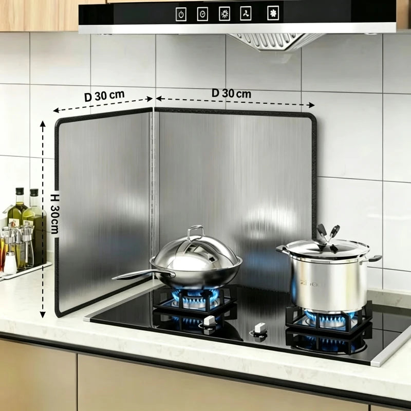 Kitchen Stove Splatter Guard Foldable Oil Splash Shield Grease Protector Heat Resistant Cooking Barrier for Gas Stove Cooktop