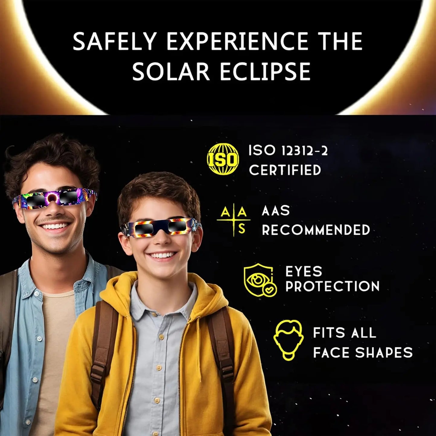 10Pcs Family Pack Paper Solar Eclipse Glasses Safe Direct Sun Viewing Outdoor Protective Eyewear Total Eclipse Observation Tool