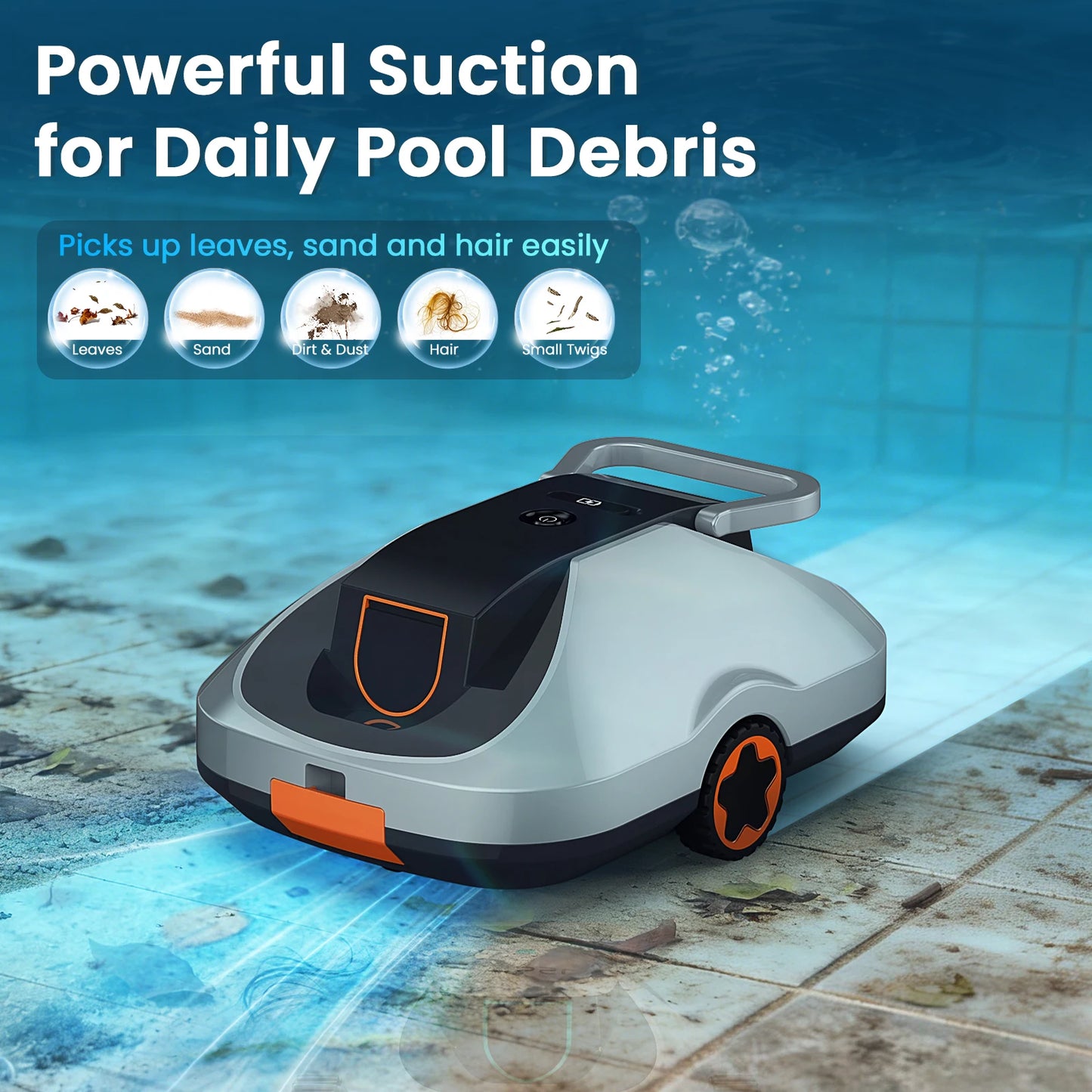 C1 Robotic Pool Cleaner, 200-Min Runtime, Self-Parking Cordless Pool Vacuum for Above Ground & Inground Pools up to 2500 Sq.ft