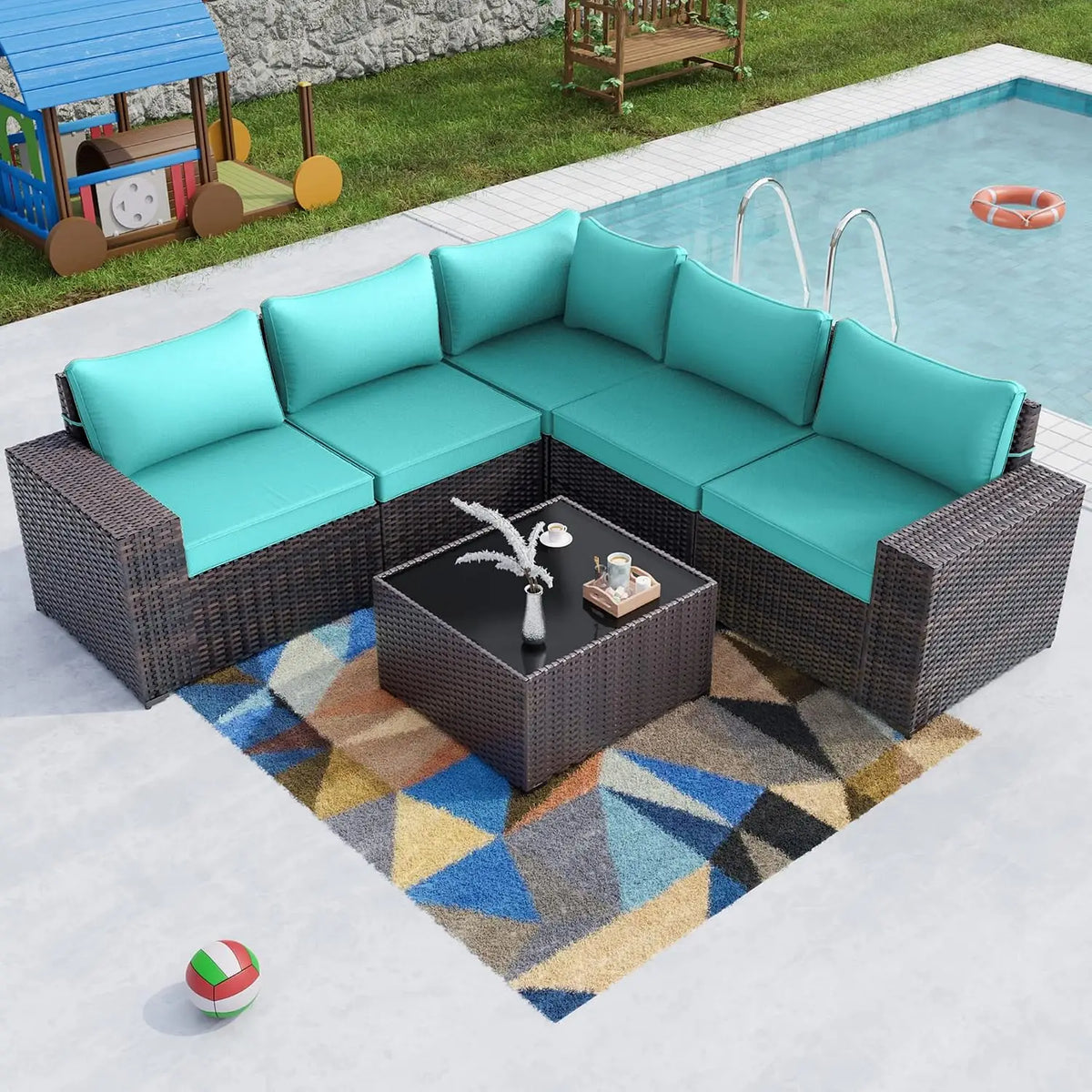 12 Piece Patio Furniture Set, Outdoor Wicker Sectional Sofa, Customized