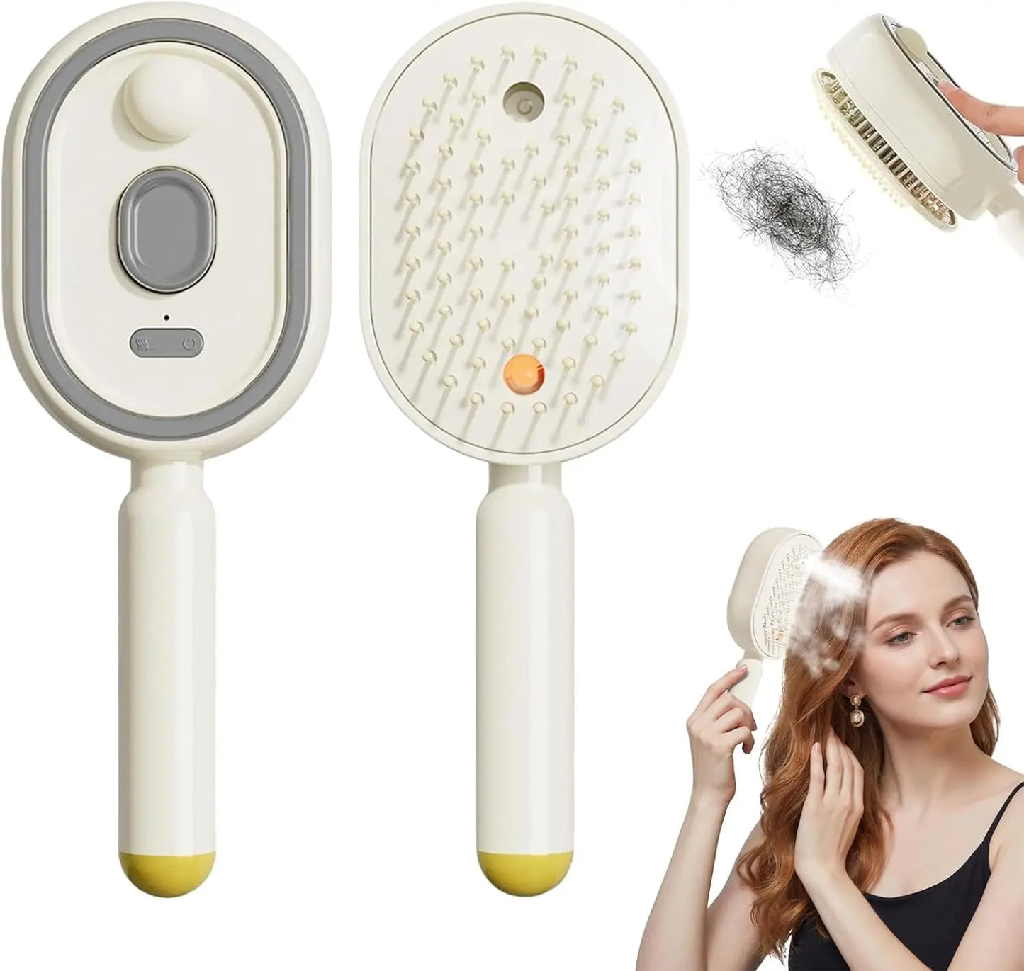 2026 Electric Steaming Hair Straightener Brush Electric Spray Air Cushion Massage Hair Brush Rechargeable Detangling Steam Brush