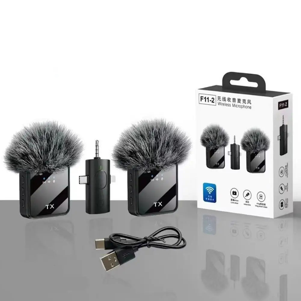 Professional Wireless Lavalier Microphone For iPhone Android Camera Noise Cancellation For Video Recording Streaming Mic
