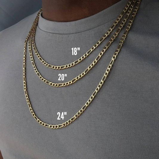 ALIZERO 18K Gold 4MM Figaro Chain Necklace For Women Men Fashion Hip Hop Punk Necklaces Jewelry Wholesale 40-75cm