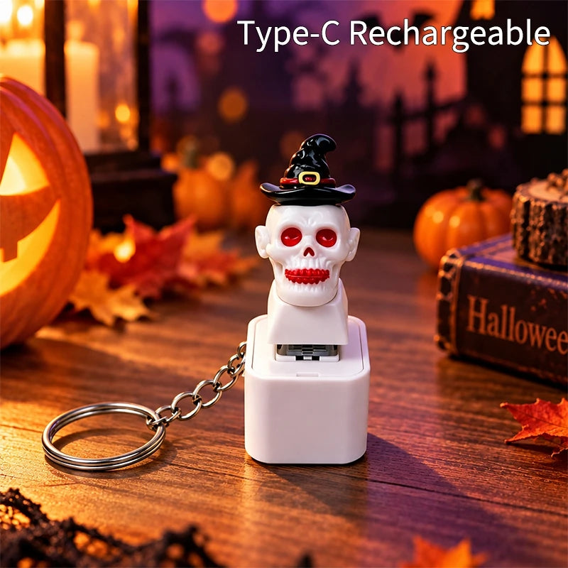 Glowing Sound Key Cap Keychain Halloween Pumpkin Ghost Witch Press Keyring Christmas Santa Snowman Pendant Party Favor