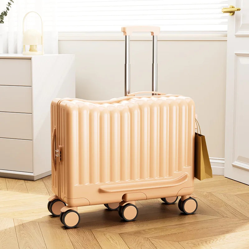 New Child Riding Suitcase Luggage with Password Lock 6 Wheel Spinner Easy Travel Companion TSA Approved Suitcases Set Travel Bag