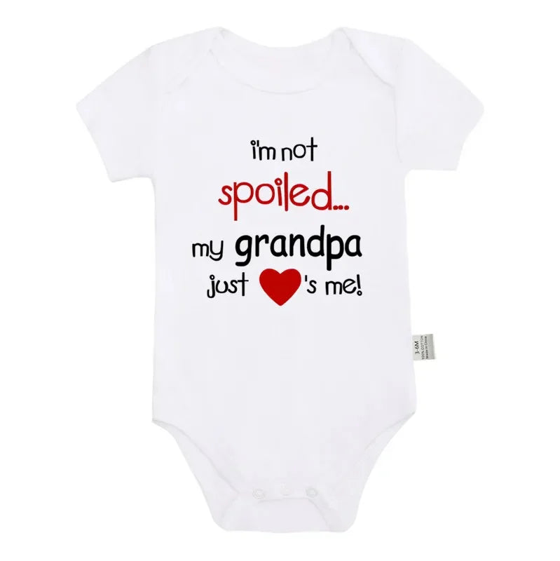 I'm Not Spoiled My Grandma Loves Me Baby Romper Crawling Clothes Triangle Onesies Newborn Baby Clothes Onesies for Babies