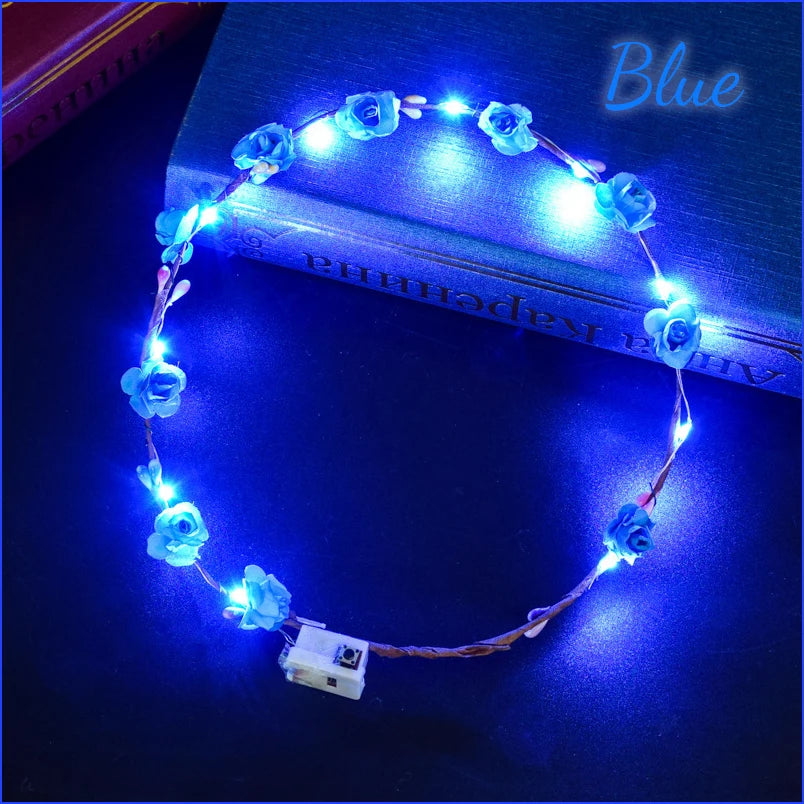 10-100Pcs LED Flower Headbands Glowing Garland Light Up Headbands Glow in the Dark Headband Wedding Beach Party Birthday Supplie