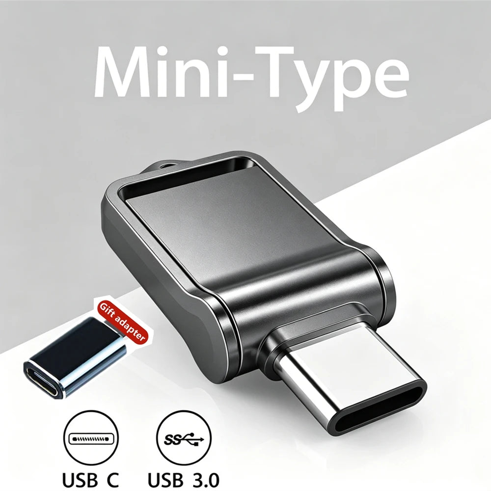 Mini 512GB OTG USB Flash Drive USB 3.0 Type C For iPhone iPad 32G 128GB 256GB Pendrive Samsung Android Laptop Memory Phone Stick