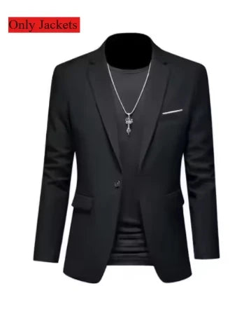 2026 New Luxury Elegant Men's Suits 2 Piece Set Fashion Korean Casual Slim Fit Social Groom Wedding Tuxedo