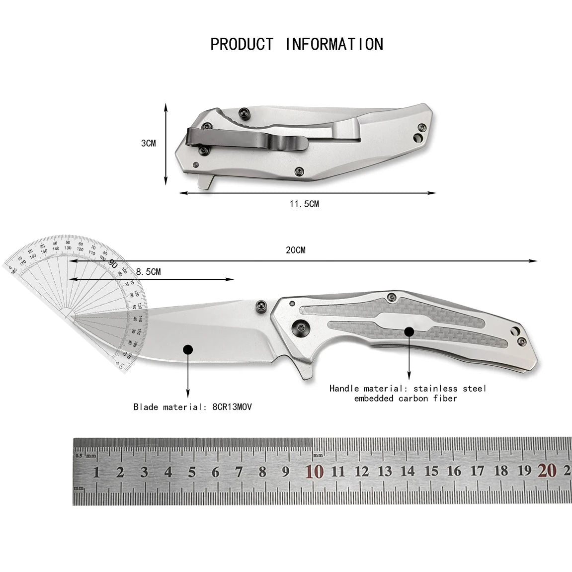 Folding Blade Knife Outdoor Jungle Exploration Outdoor Mountaineering Climbing Fishing Barbecue Picnic Portable Equipment