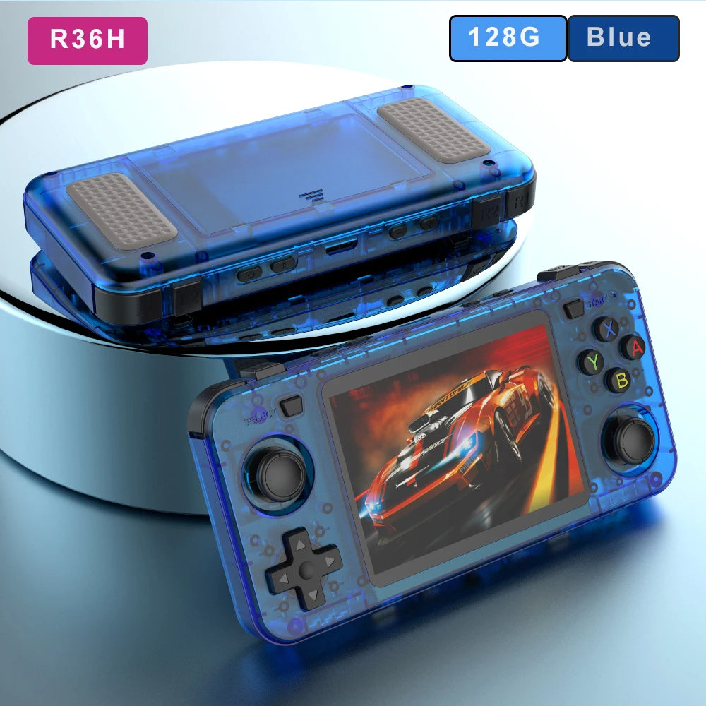 BOYHOM Green R3 6H Retro Video Game Console 3.5‘’ IPS Screen RK3326 3000 mAh Open Linux System Portable Player 64GB 128GB