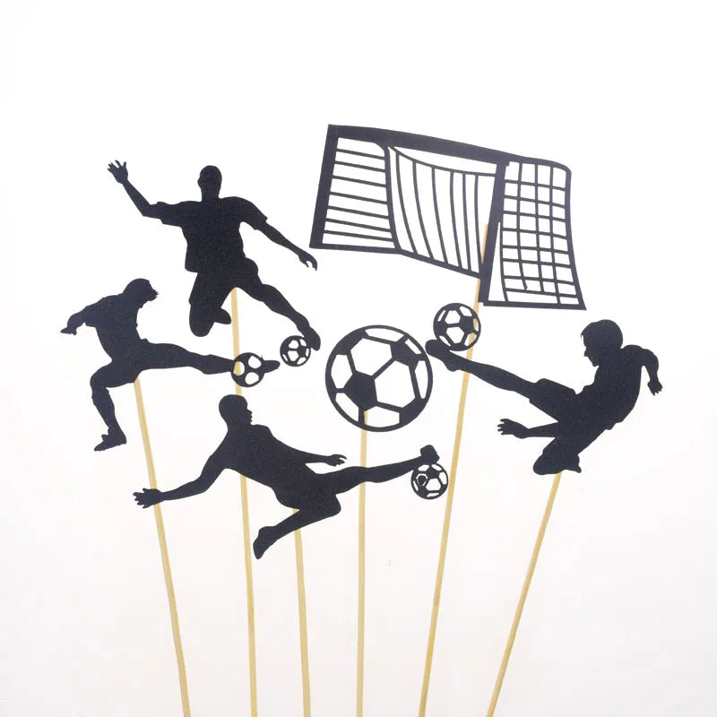 Cake Toppers Glitter DIY Basketball Football Set Cupcake Topper Cake Flags Kids Boys Birthday Wedding Bride Party Baking Decor