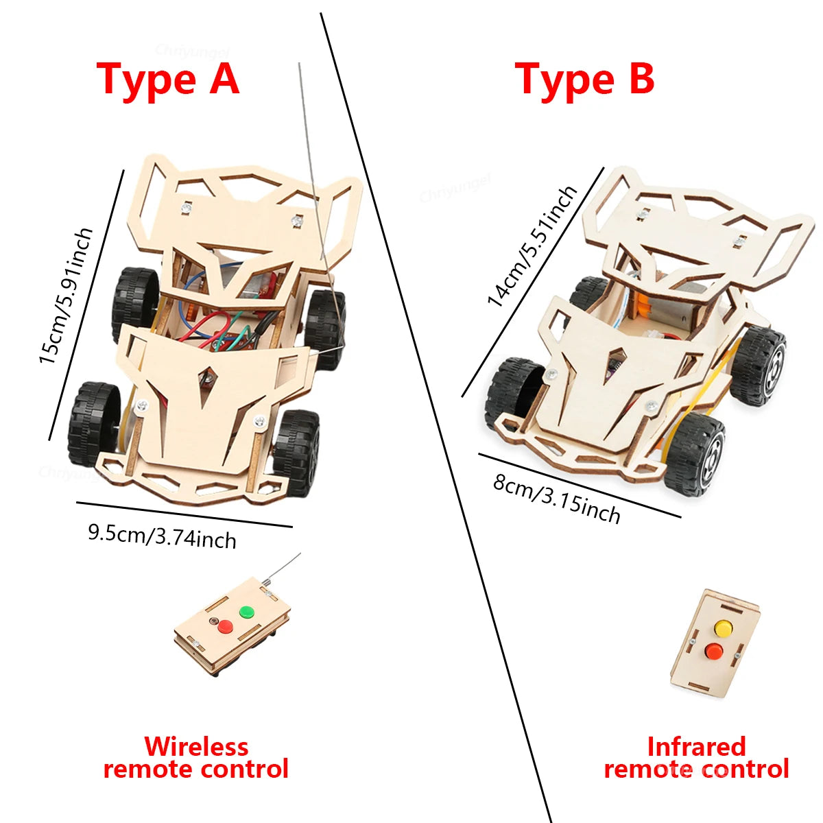 DIY Wooden Remote Control Car Kit STEM Building Toy Educational Science Project Wireless Racing Car for Kids Teens Gifts