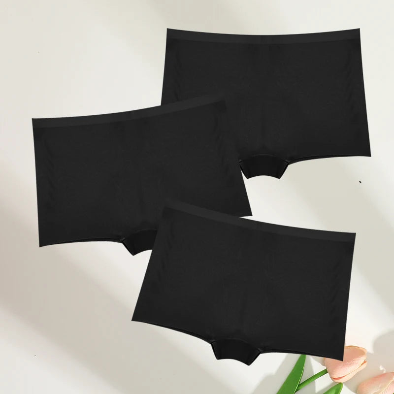 FINETOO 3pc Seamless Soft Boyshort Women's Panties Sexy Breathable Invisible Underwear Female Soild Comfortable Stretch Lingerie