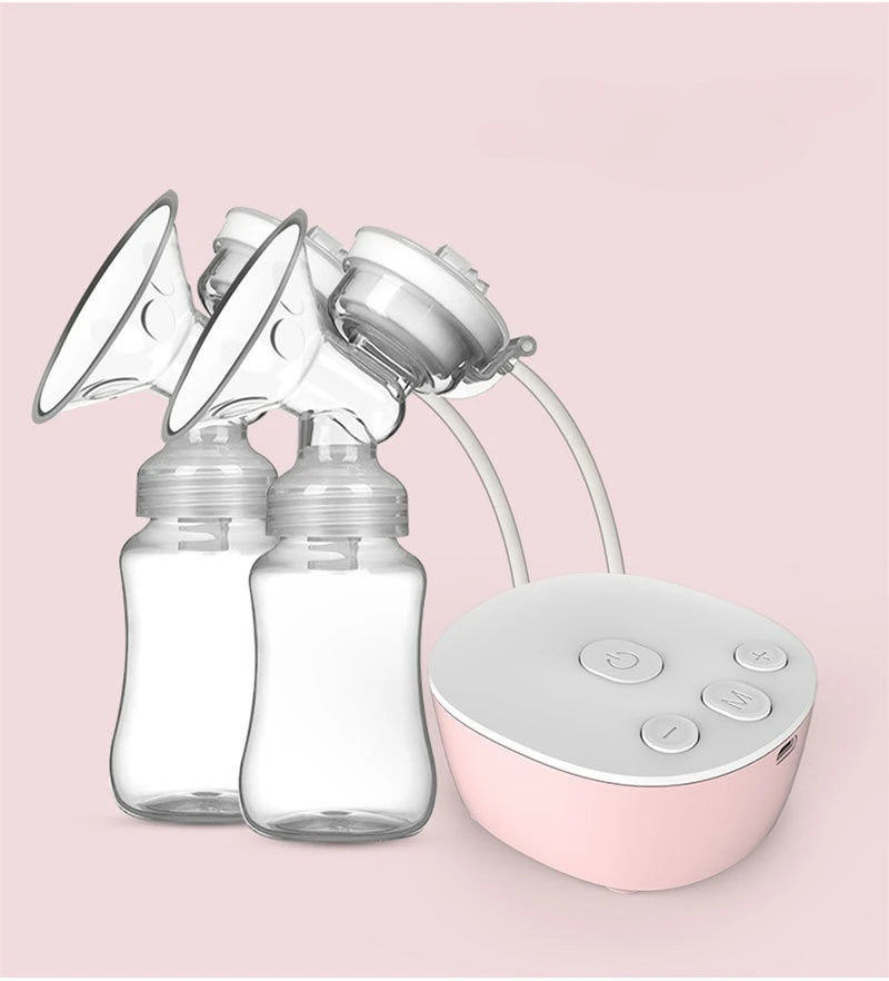 New Double Electric Breast Pumps Powerful Nipple Suction USB Electric Breast Pump with Baby Milk Bottle Cold Heat Pad Nippl