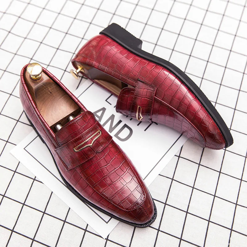 2025 New Red Dress Shoes Wedding Shoes shoes men leather original Italian Classic Blue loafer Men Formal Flats Homme Zapatos