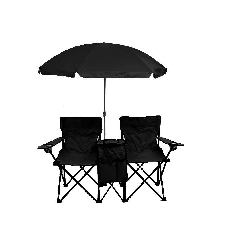Factory direct sales outdoor leisure beach chair sunshade ice pack double portable camping chair folding wholesale