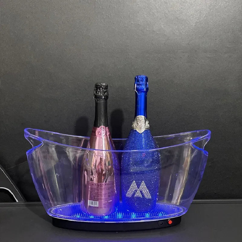 Rechargeable LED Ice Bucket Crown Shaped Wine Beer and Champagne Cooler with Glowing Light for Bar Party and Nightclub Use