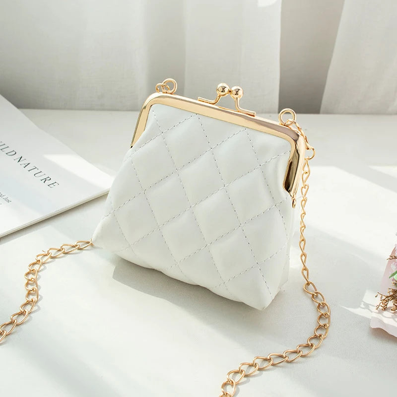 Fashion Single Shoulder Bag Diamond Lattice Embroidery Messenger Bag For Women Female Keys Coin Purse PU Mini Handbag