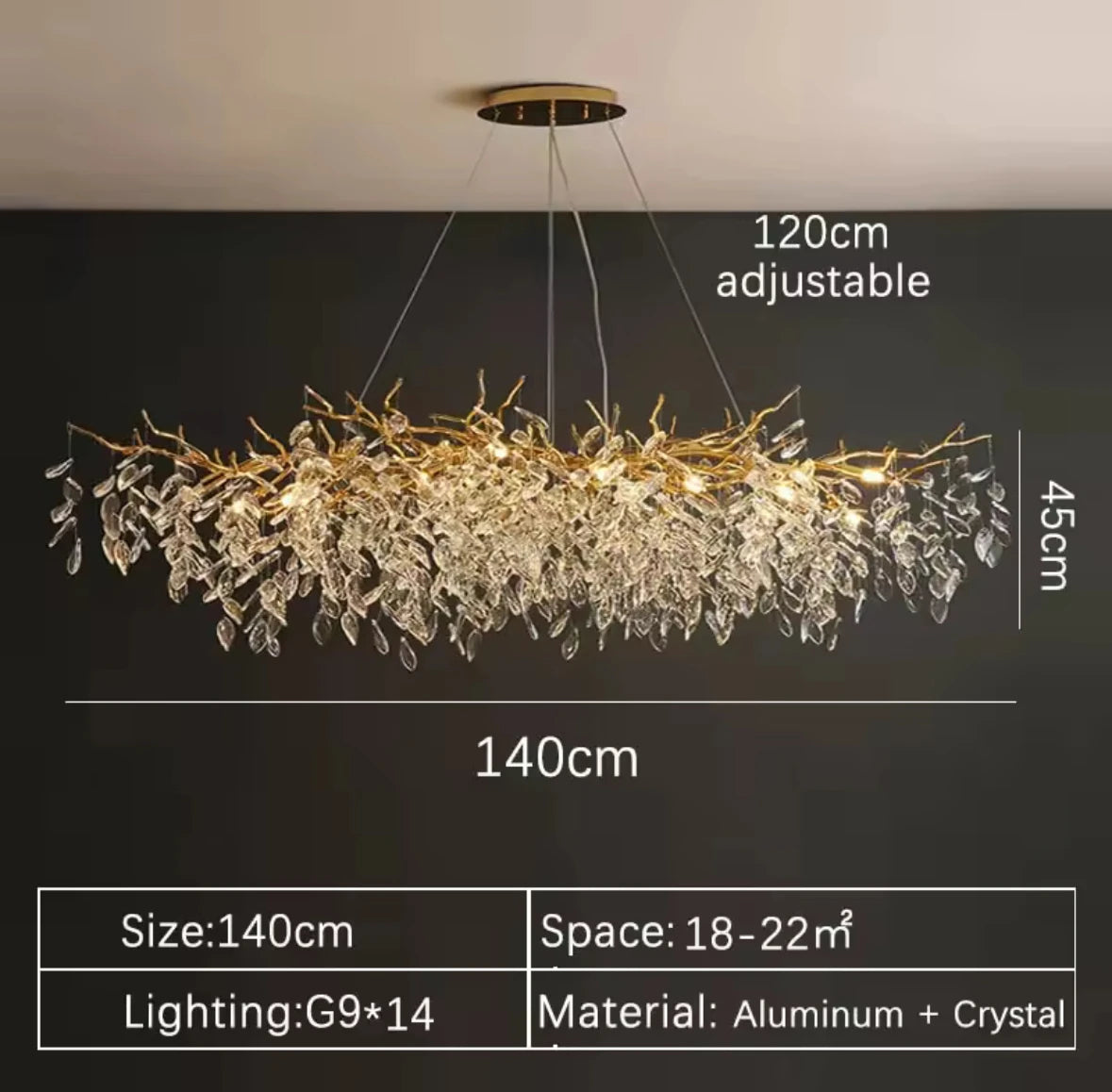 Luxury Gold Crystal LED Chandeliers Living Dining Room Bedroom Lighting Lustre Ceiling Pendant Lamps Indoor Villa Lights Fixture
