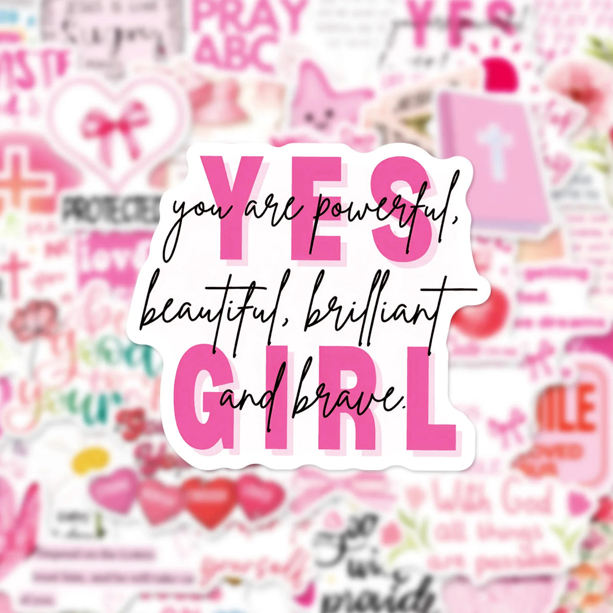 50Pcs Jesus Phrase Sticker Pack-Graffiti with Biblical Motivational Quotes, Waterproof Decor Stickers