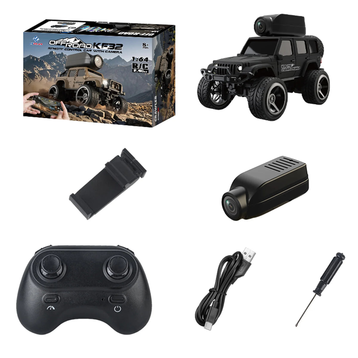 KF32 Mini RC Car High Speed Racing Vehicle With 720P FPV Camera 1/64 2.4G Reomte Contorl Car Wifi APP Control Toy Gift For Kids