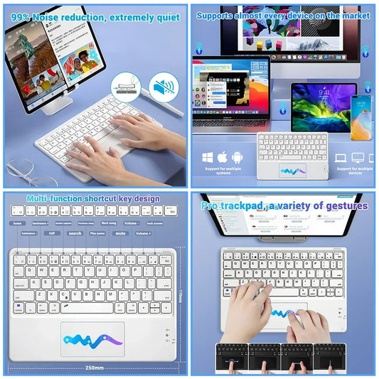 New Small Pocket Size Bluetooth Keyboard With Touchpad Wireless Design Long Standby Battery Life For Phone Tablet Business Trip