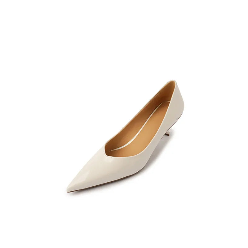 MKKHOU Fashion Pumps New High Quality Real Leather Simple Pointed Shallow Elegant High Heels Daily Commuter Women Shoes