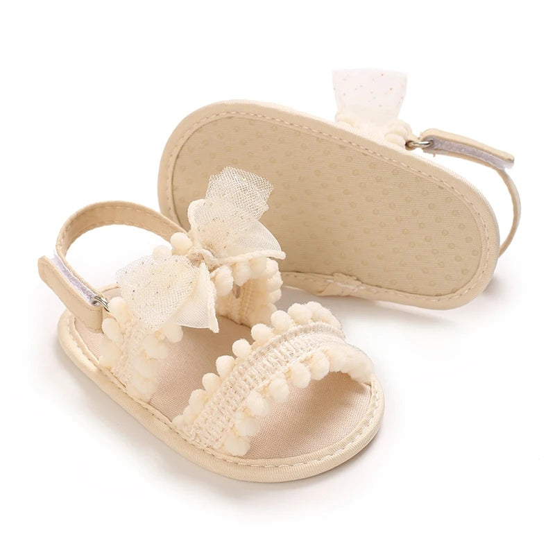 NEW Baby Girls Shoes Non-Slip Soft Soled Lace Bowknot Flats Toddler First Walker Fall Princess Shoes