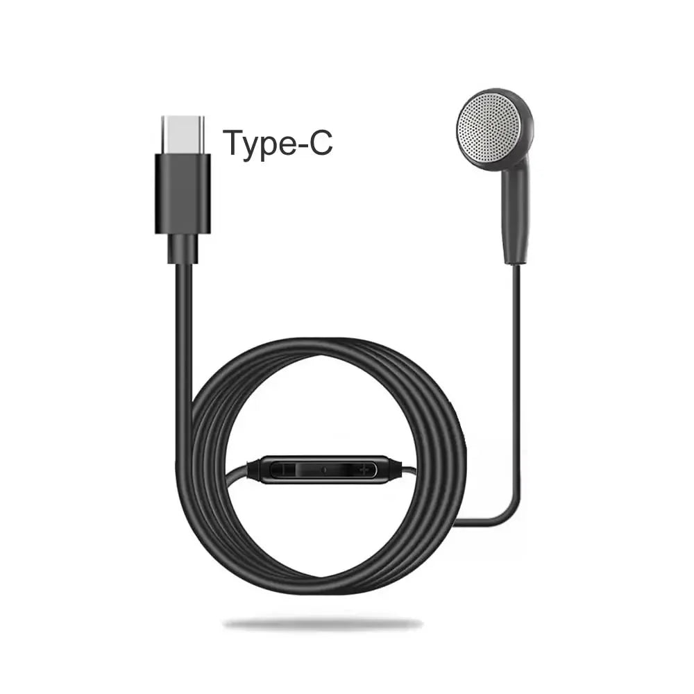 USB C Single Side Headphone for Samsung S23 FE S22 S21 S20 A53 A54 3.5mm/Type C Wired Earphone with Mic for iPhone 15 16 Pro Max