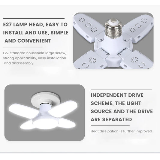Foldable LED Bulb | 28W E27 Cool White | Garages, Workshops & Home Lighting