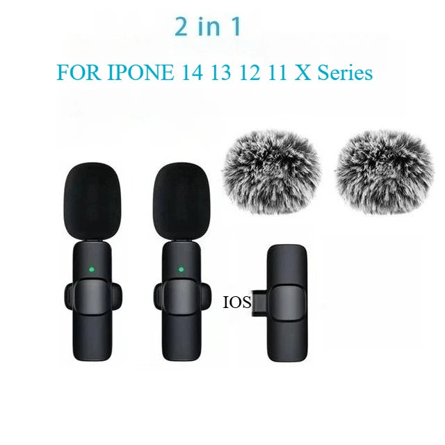 Basix 2.4G Wireless Lavalier Microphone Portable Audio Video Recording Mini Mic for iPhone Android Live Broadcast Gaming Phone