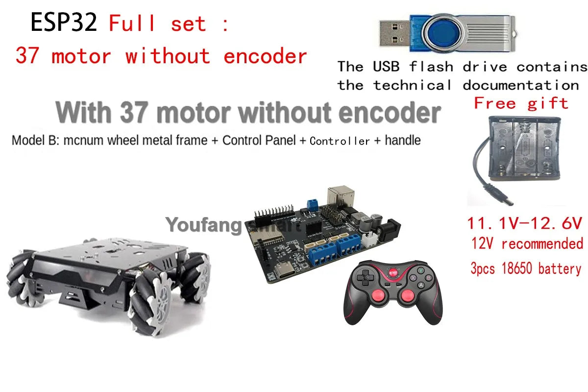 25Kg Load RC Tank V3 Mecanum Wheel Robot Car For Arduino Robot DIY Kit with Encoder Motor and Ps2 Handle Programmable Robot Kit