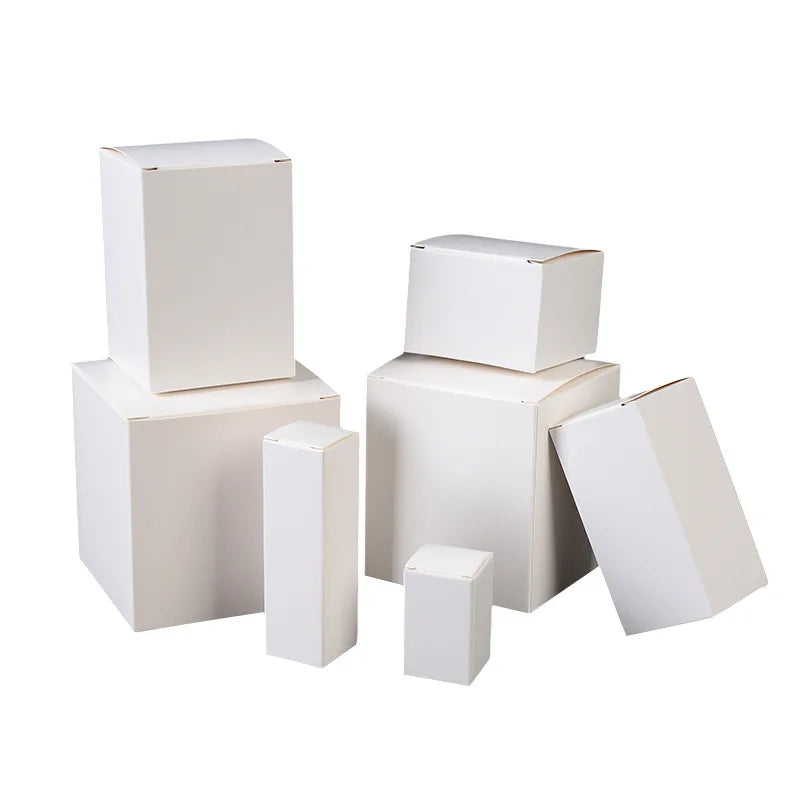 50Pcs white Packaging Folding Boxes 4-36cm Rectangular Carton Packaging Box For Essential Candle Gift Oil Bottle Package