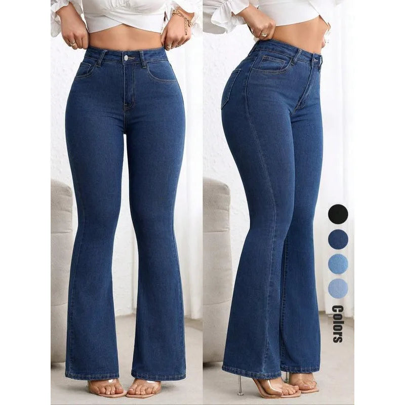 High Waist Flare Jeans Women Stretchy Slim Bootcut Pants Push Up Tummy Control Denim Jeggings Spring Summer
