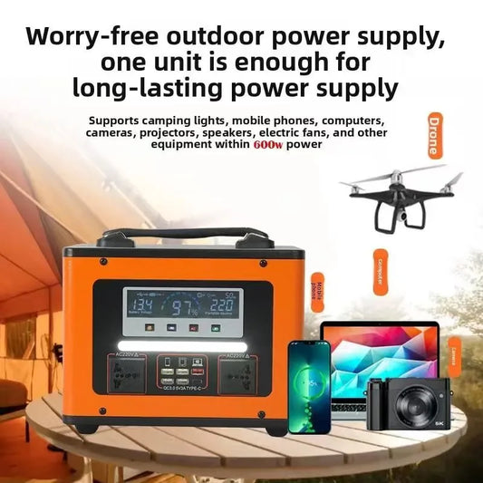 New 600Wh LiFePO4 220V High Power Portable Power Station 40AH Solar Outdoor Mobile Power Supply Home Emergency Energy Storage