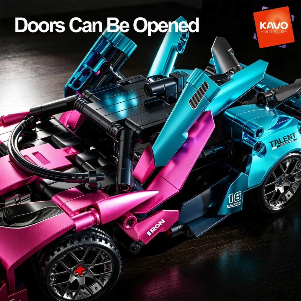 KAVOWORLD New Simulation City Sports Car Building Kit 467pcs High-Speed Racing Car Blocks Set Plated Exotic Small Supercar Vehicle Model Scissor Doors Collectible Display Super Bricks Puzzle Toy DIY Assembly Desktop Decor Hal