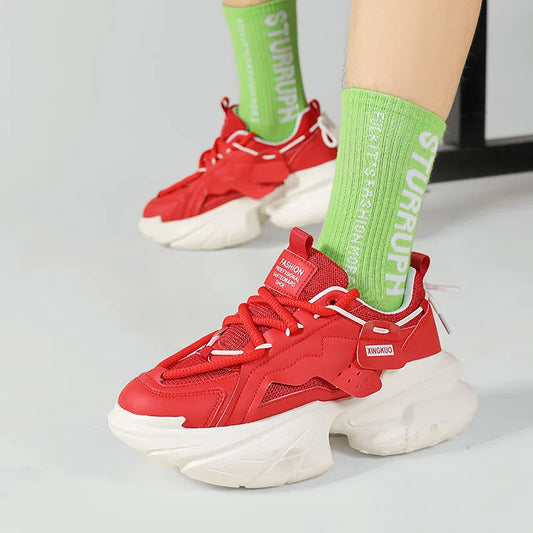 Brand Red Men Height Increasing Shoes Luxury Autumn Casual Sneakers Men Platform Trainers Design Fashion Thick sole Sneakers Man