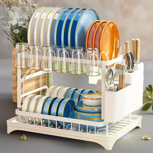 Kitchen bowl rack, drain rack,1pc Double-layer Tableware Drain Rack, Chopsticks Water Cup Cutting Board Kitchen Storage Rack, La
