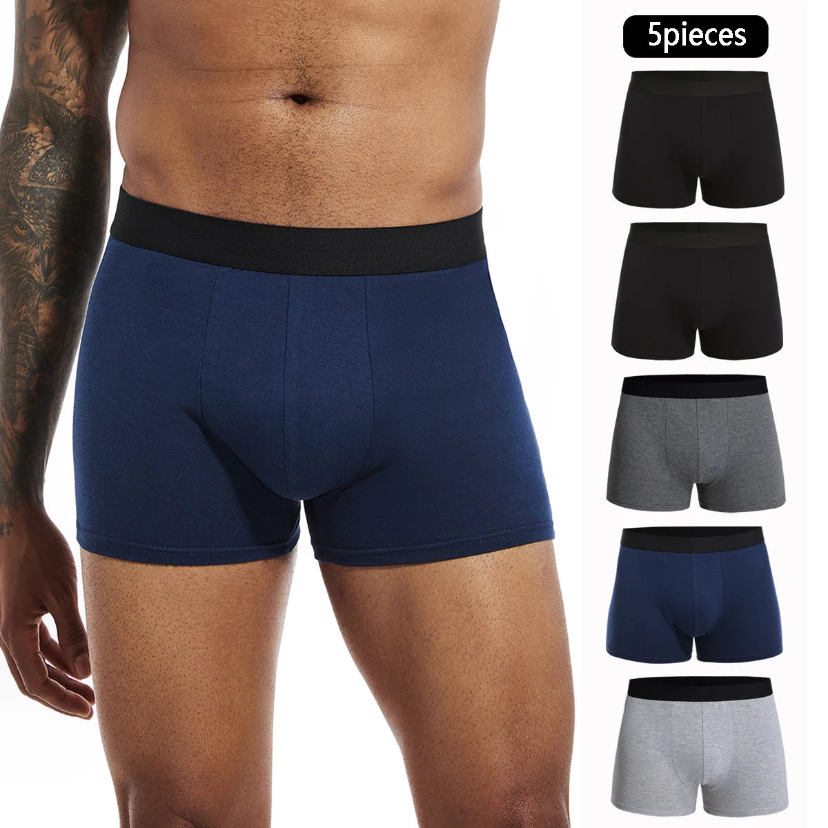 5pcs Pack Cotton Boxer Briefs Men shorts Panties Underwear For Man Brand And Underpants Homme Luxury BoxerShorts Box Slip Box