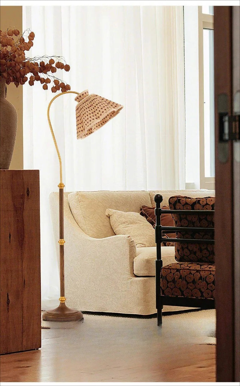 French retro fishing floor lamp living room sofa next to bedroom study American medieval atmosphere desk lamp