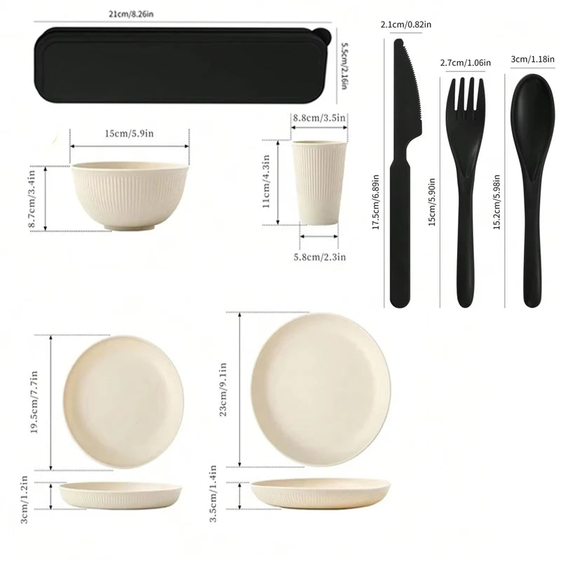 7pcs Tableware Set Is a Non-Fragile and Reusable Plate, Bowl and Cup Camping Family Kitchen Utensils.