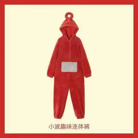 Adult Kids Teletubbies Costumes Soft Long Sleeves Piece Pajamas Costume Lala Home Clothes Cosplay Adult Unisex Party Wear