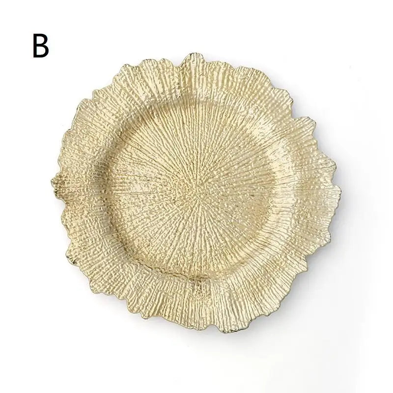 Floral Reef Plastic Chargers Set Round Dinner Plates 33CM Wedding Table Decor Banquet Parties 6 Piece Set