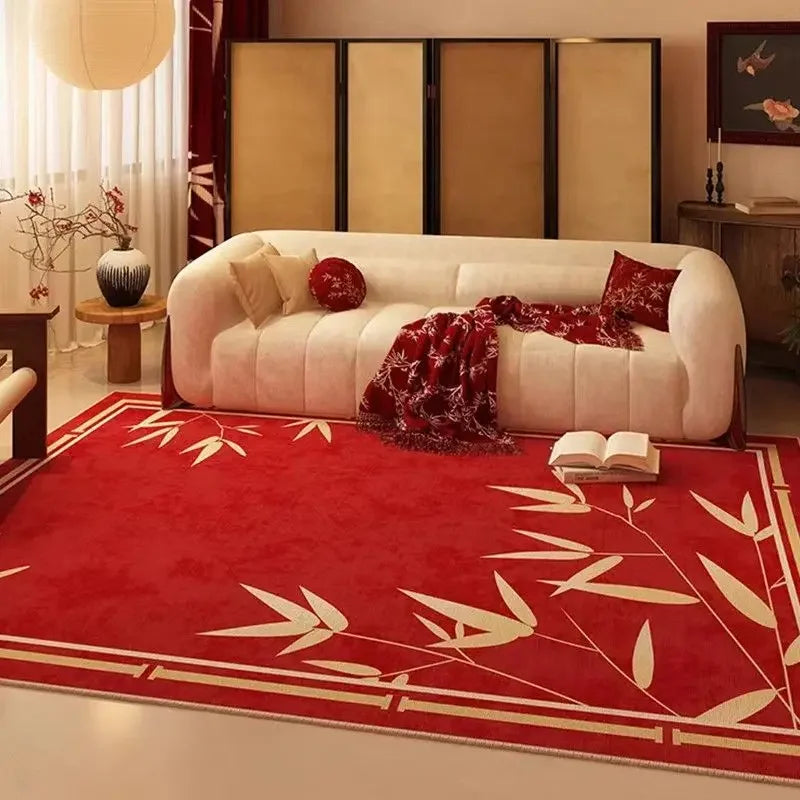 Red Simple Luxury Carpet for Living Room Chinese Style Decoration Home Bedroom Carpets Area Rug Non-slip Dining Room Mat Bedside