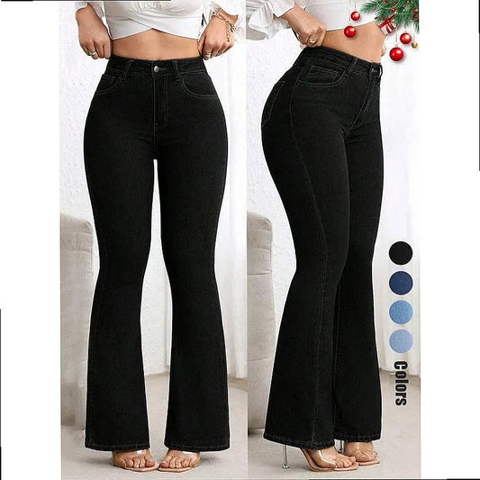 High Waist Flare Jeans Women Stretchy Slim Bootcut Pants Push Up Tummy Control Denim Jeggings Spring Summer