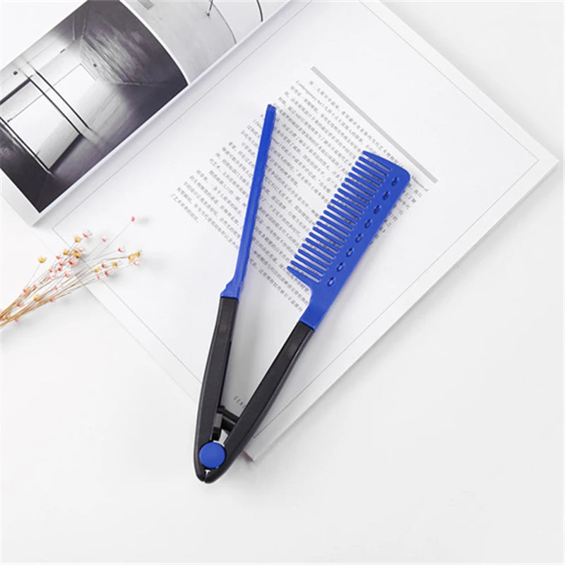 V Type Hair Straightener Brush DIY Hairdress Tool Hairdressing Combs Natural Hair Styling Curling Comb Hair For Male And Female