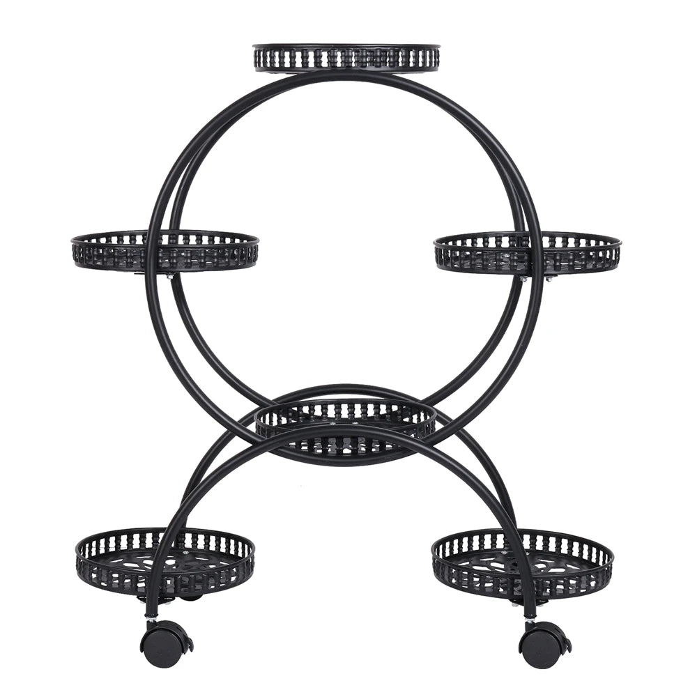 Heavy Duty Metal Plant Stand with Lockable Wheels Garden Cart Flower Pots Holder for Indoor Outdoor Use