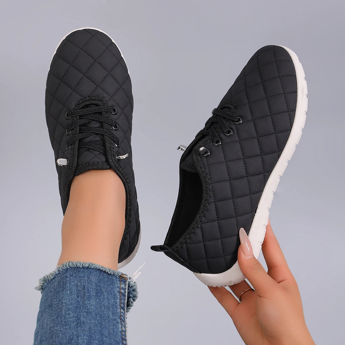Spring new women's sports shoes, fashionable, breathable, lightweight, non-slip, wear-resistant, casual sports shoes, flat shoes