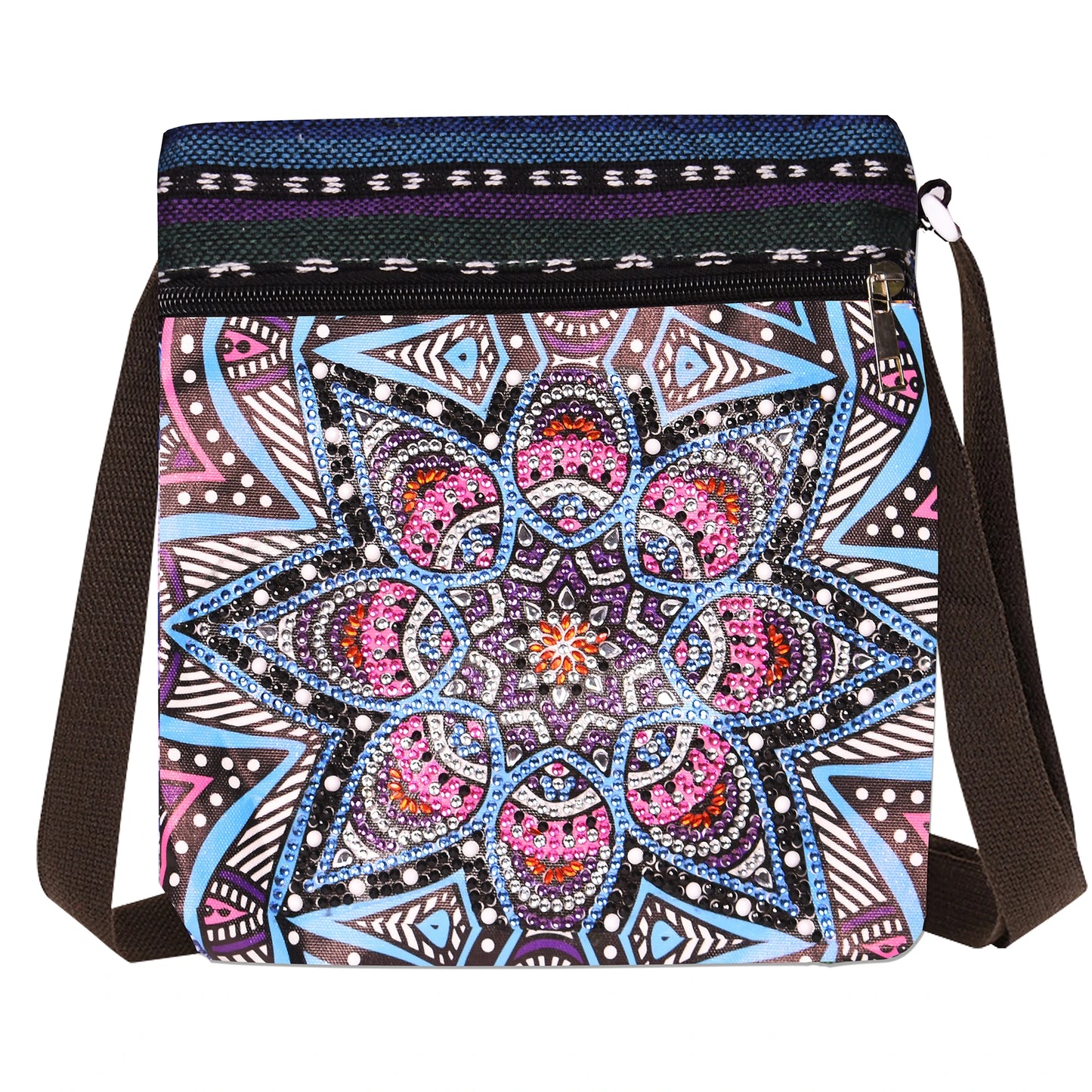 1pc/Set DIY Mandalas Diamond Art Purses Canvas Zipper Handbag with Strap Mandalas Diamond Painting Crossbody Bag for Adults